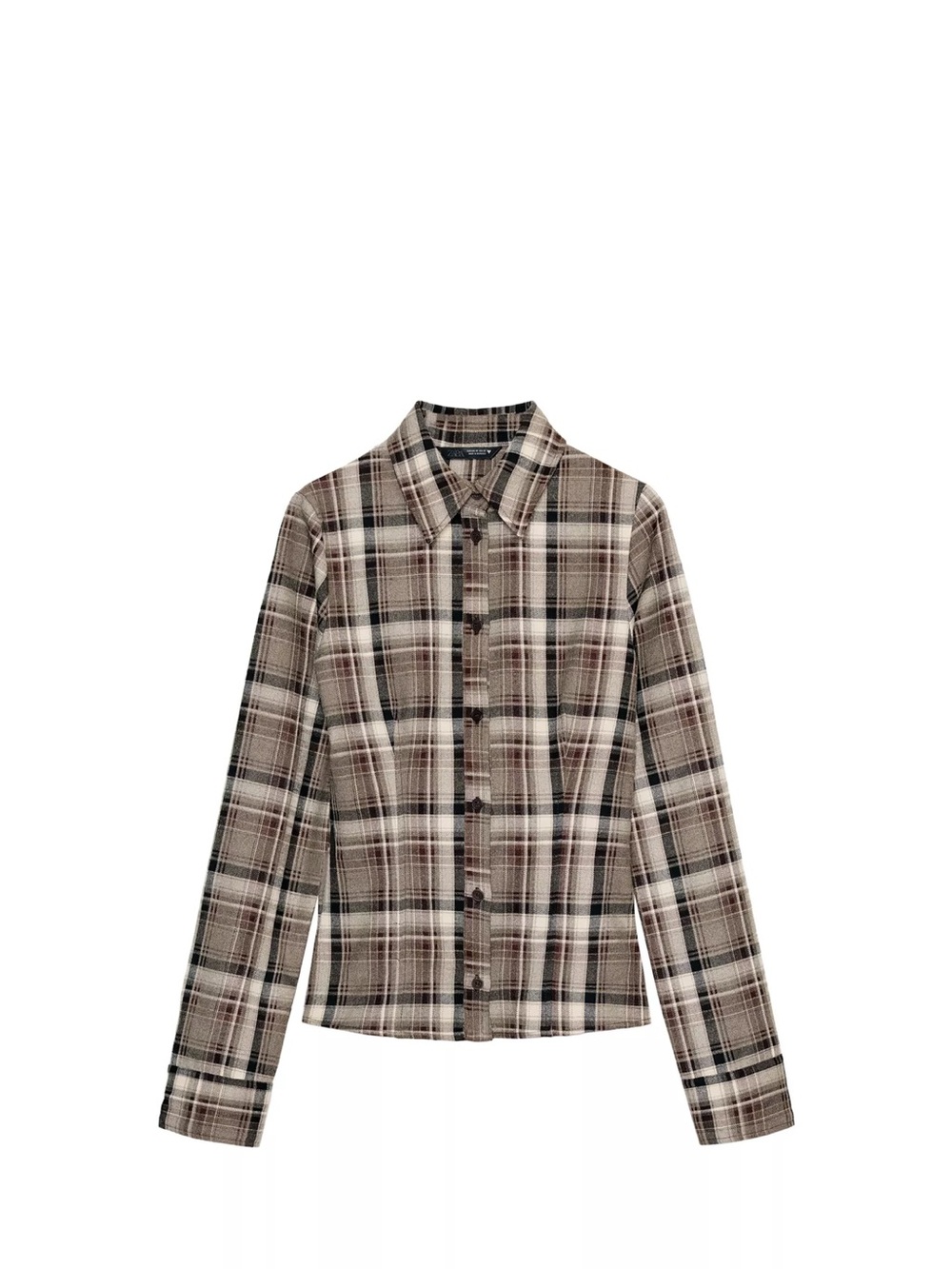 Zara Beige and Black Plaid Button-Up Jacket